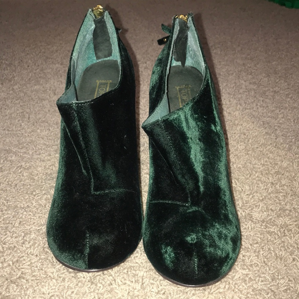 Top Shop Green Velvet Booties